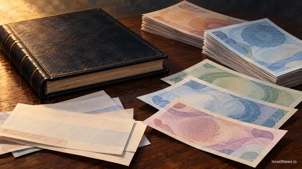 Symbolische Darstellung von Wechselgeschäftsunterlagen und unmarkierten Banknoten